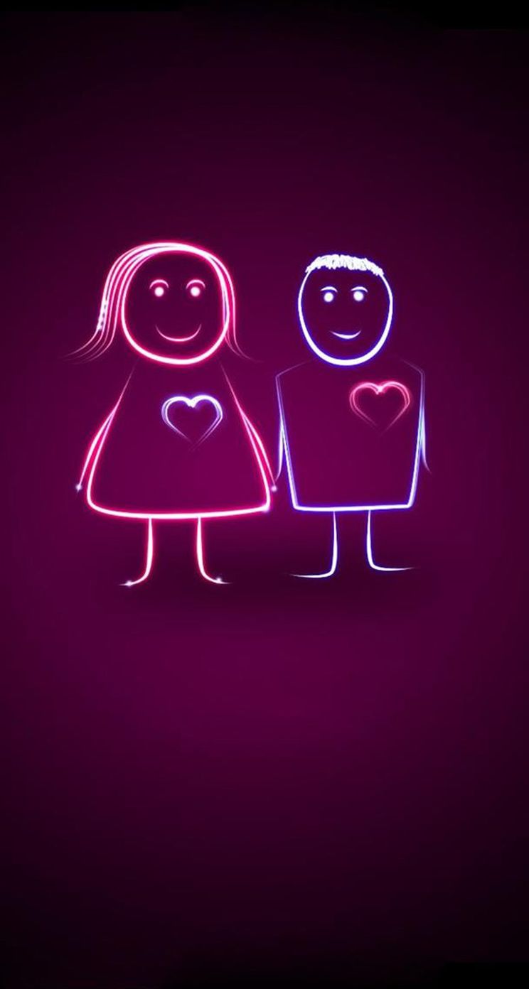 Coppia stilizzata neon rosa, 744x1392 Verticale, Telefono