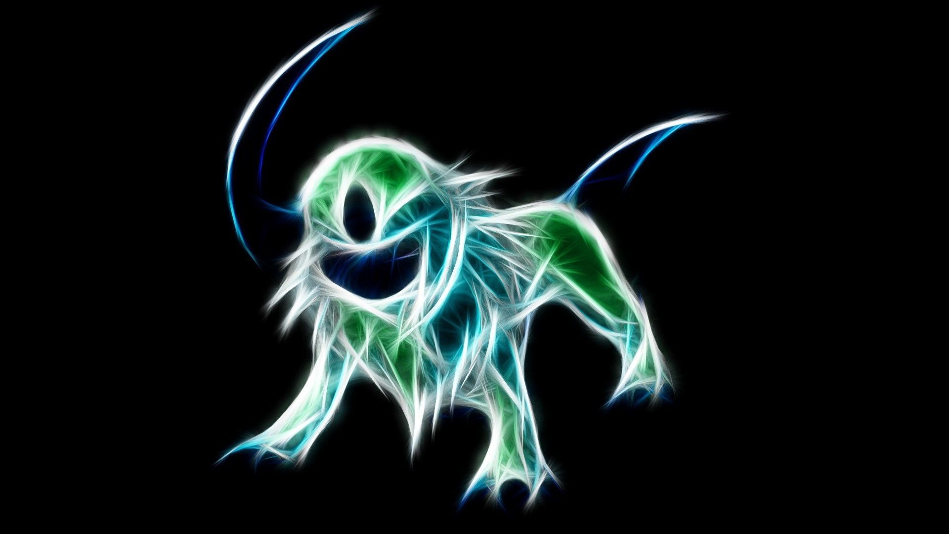 Absol Pokémon fractal verde, 1920x1080 Full HD 1080p, PC Desktop