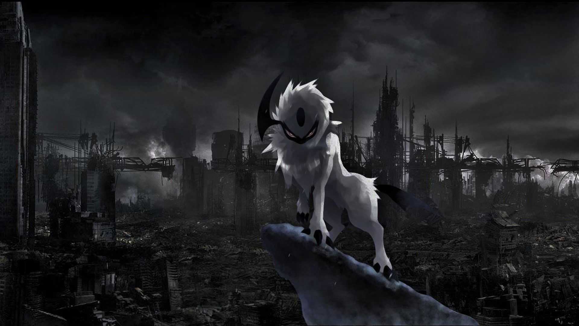 Absol su città distrutta, 1920x1080 1080p, Laptop