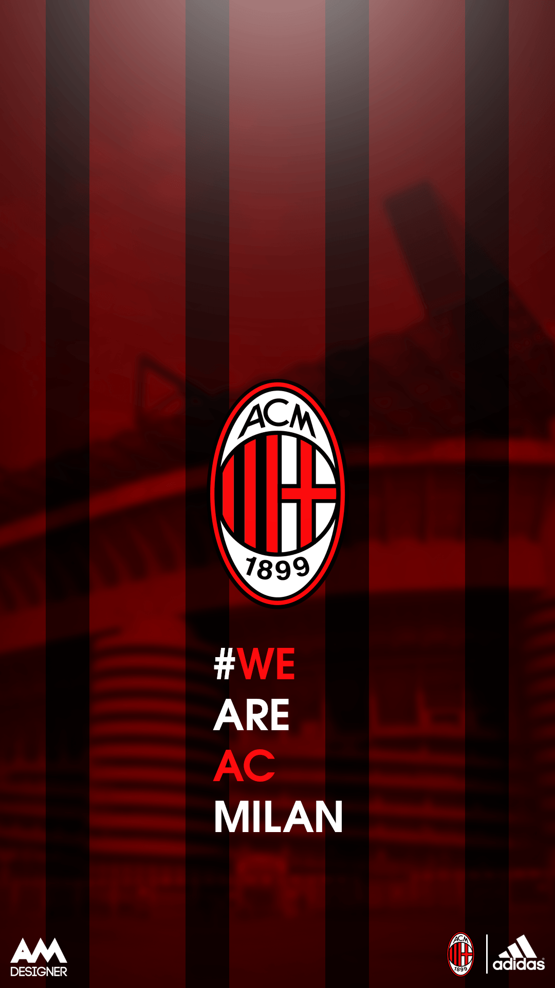 Logo AC Milan rosso nero, 1080x1920 Verticale, Mobile