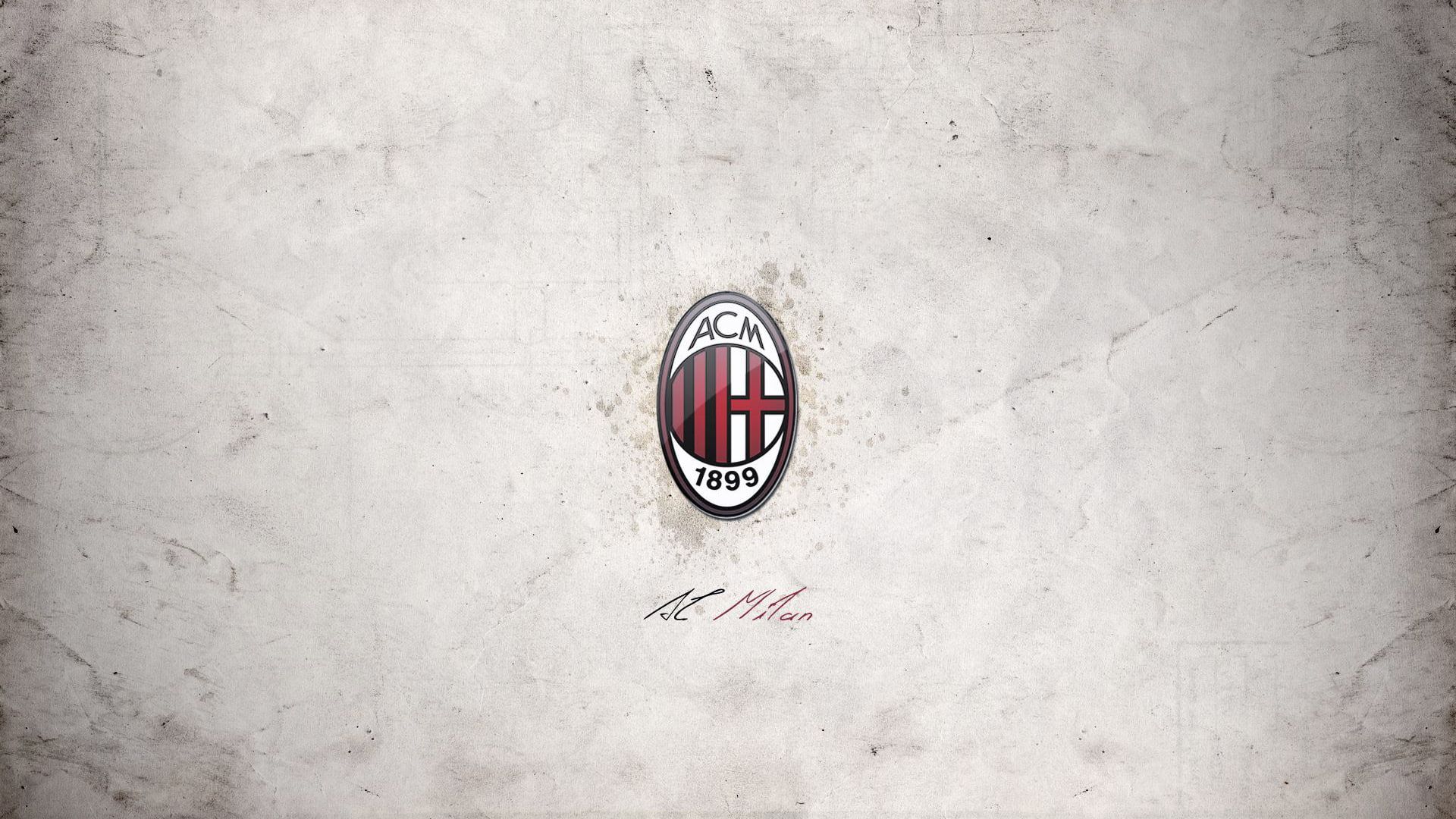 Logo AC Milan sfondo grigio, 1920x1080 Full HD 1080p, PC Desktop