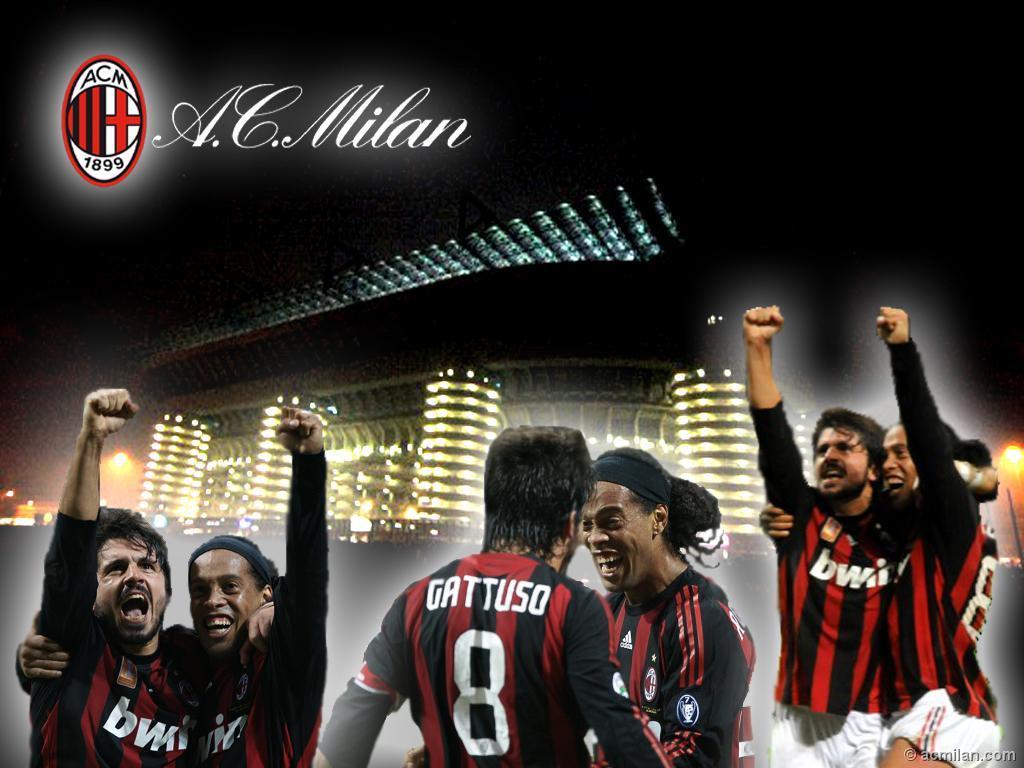Giocatori AC Milan stadio notturno, 1024x768 HD, Laptop