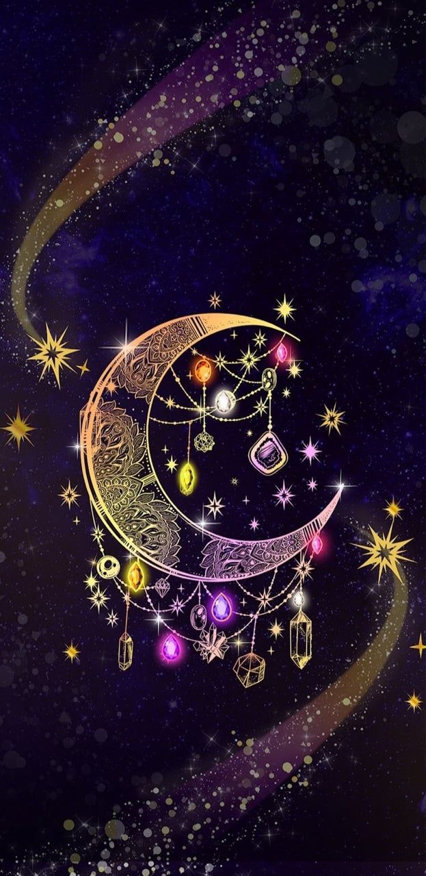 Acchiappasogni dorato luna stellata, 623x1280 Verticale, Mobile