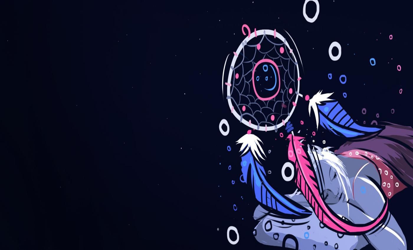 Acchiappasogni con piume blu-rosa, 1400x850 720p, Ultrabook