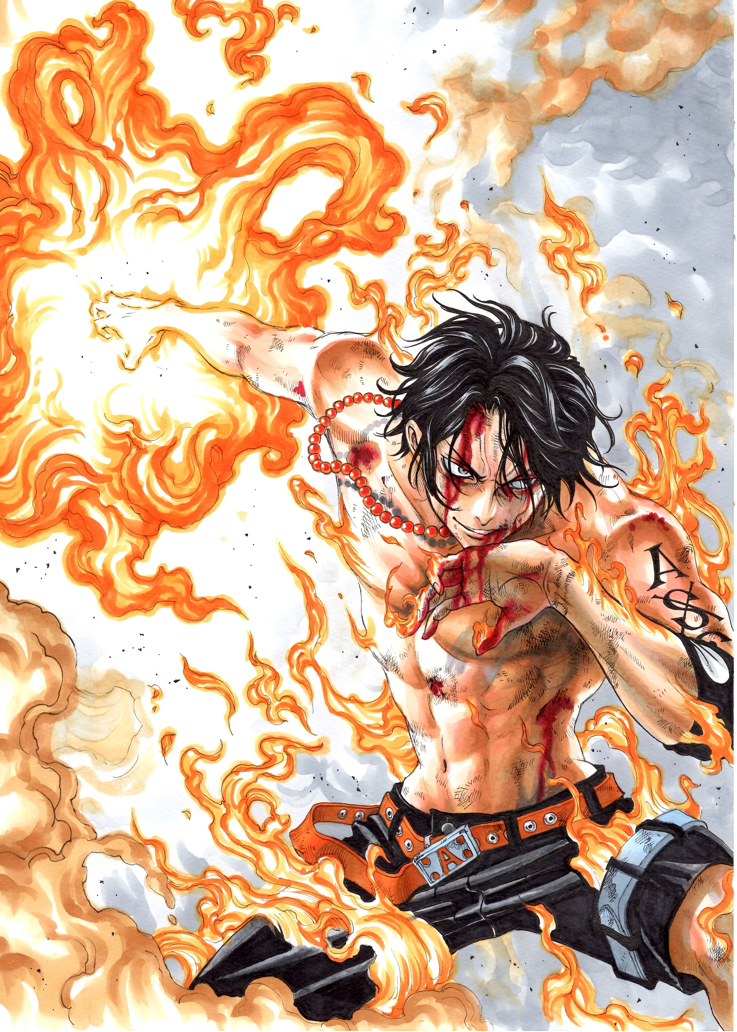 Portgas D. Ace fiamme, 2957x4140 Verticale, Mobile
