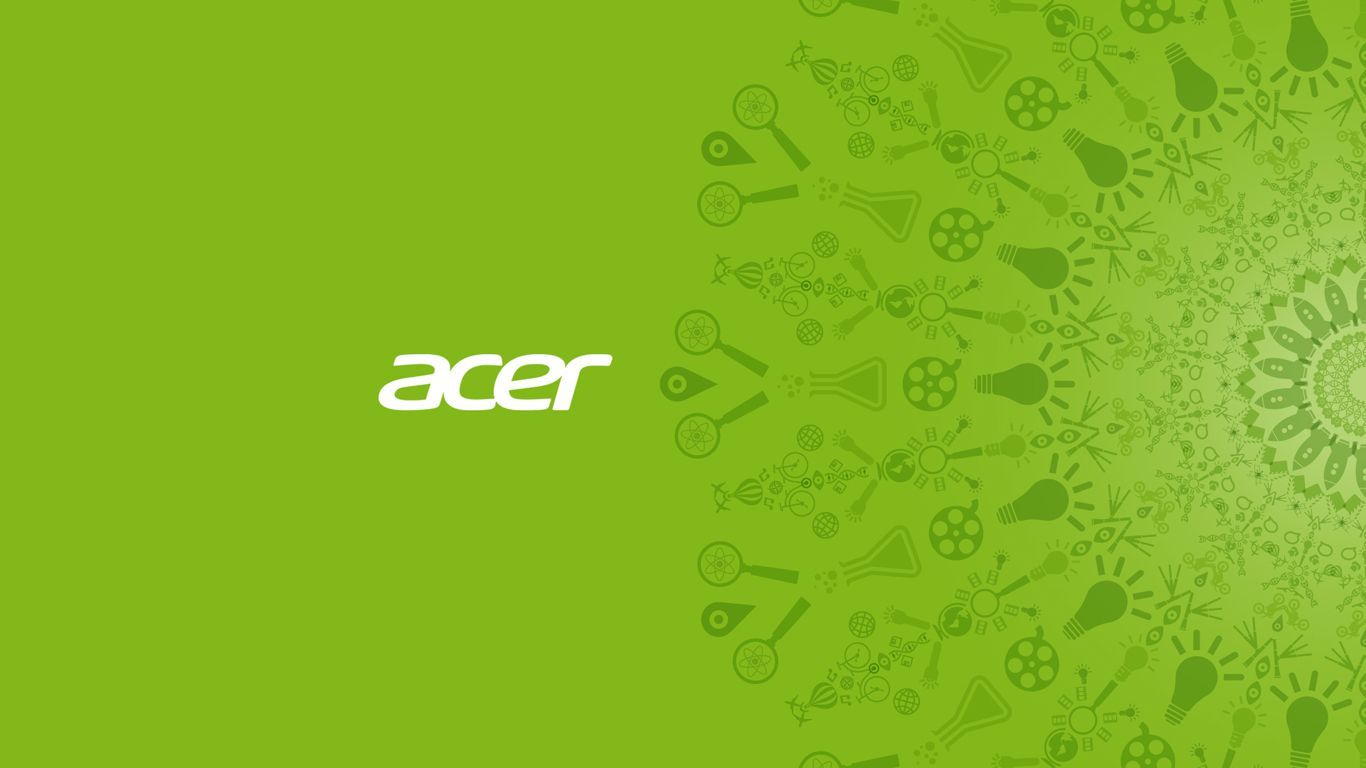 Logo Acer su verde con mandala, 1366x768 720p, PC