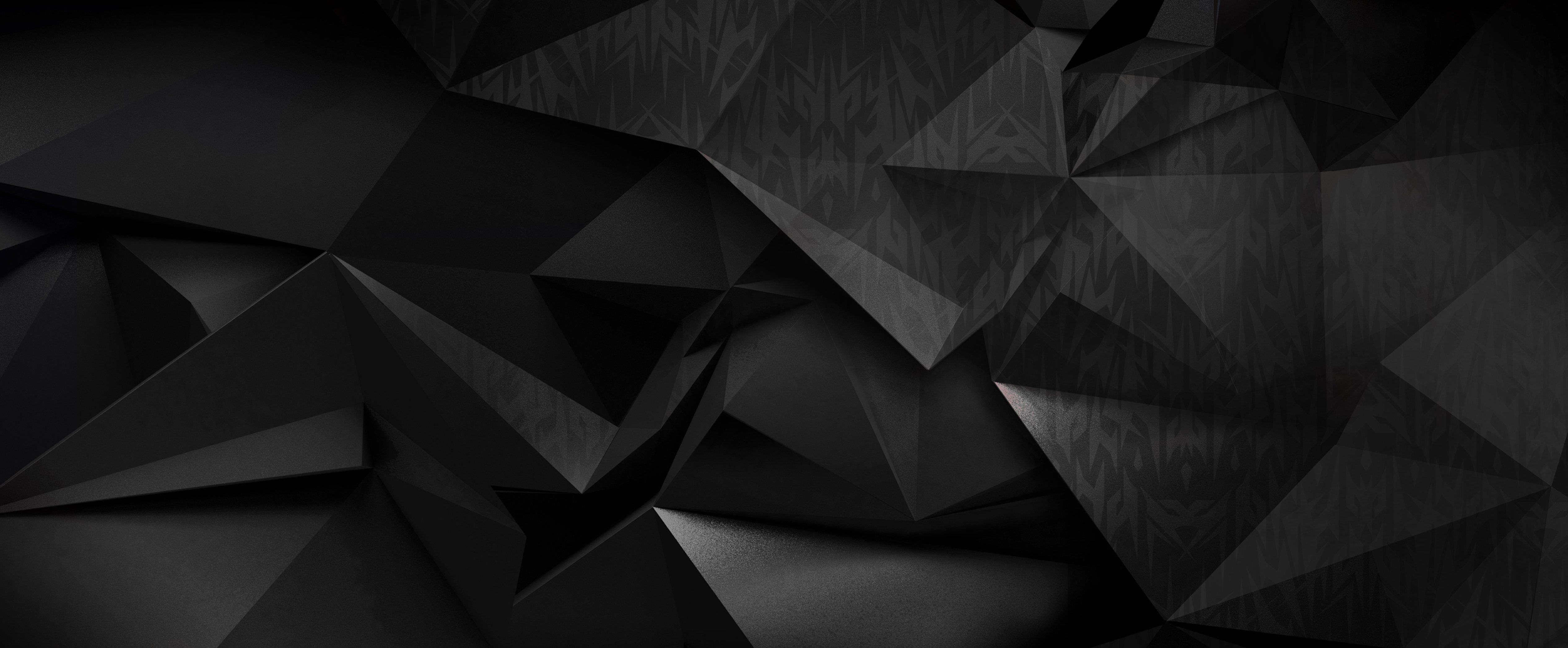 Sfondo geometrico nero astratto, 5064x2093 Panoramico, Dual Screen