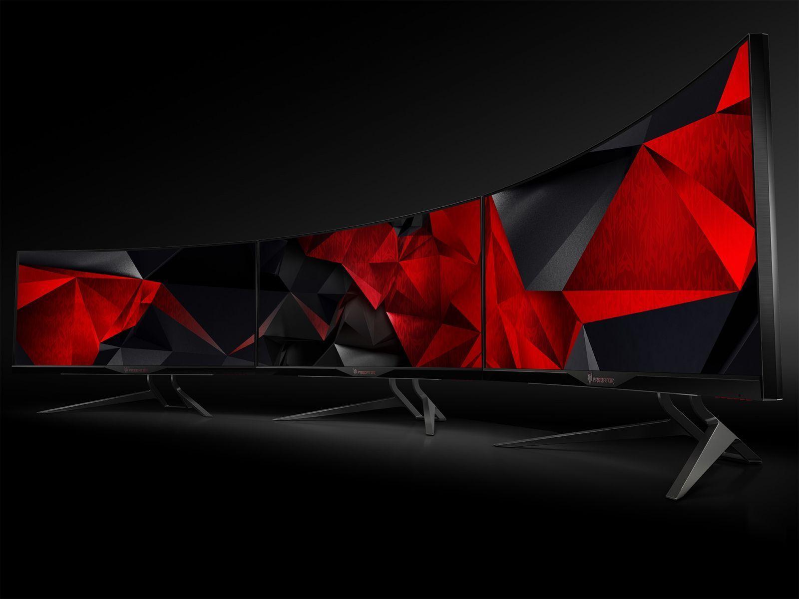 Monitor curvi con grafica geometrica rossa, 1600x1200 HD Ready, Laptop