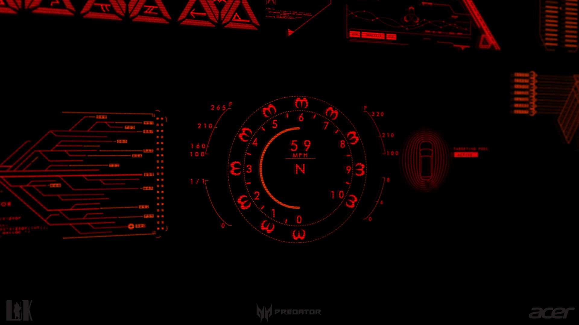 Interfaccia futuristica rossa Predator, 1920x1080 Full HD, Desktop