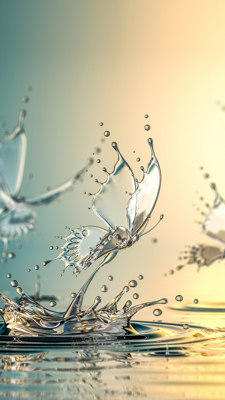 Farfalla d'acqua splash, 750x1334 Verticale, Mobile