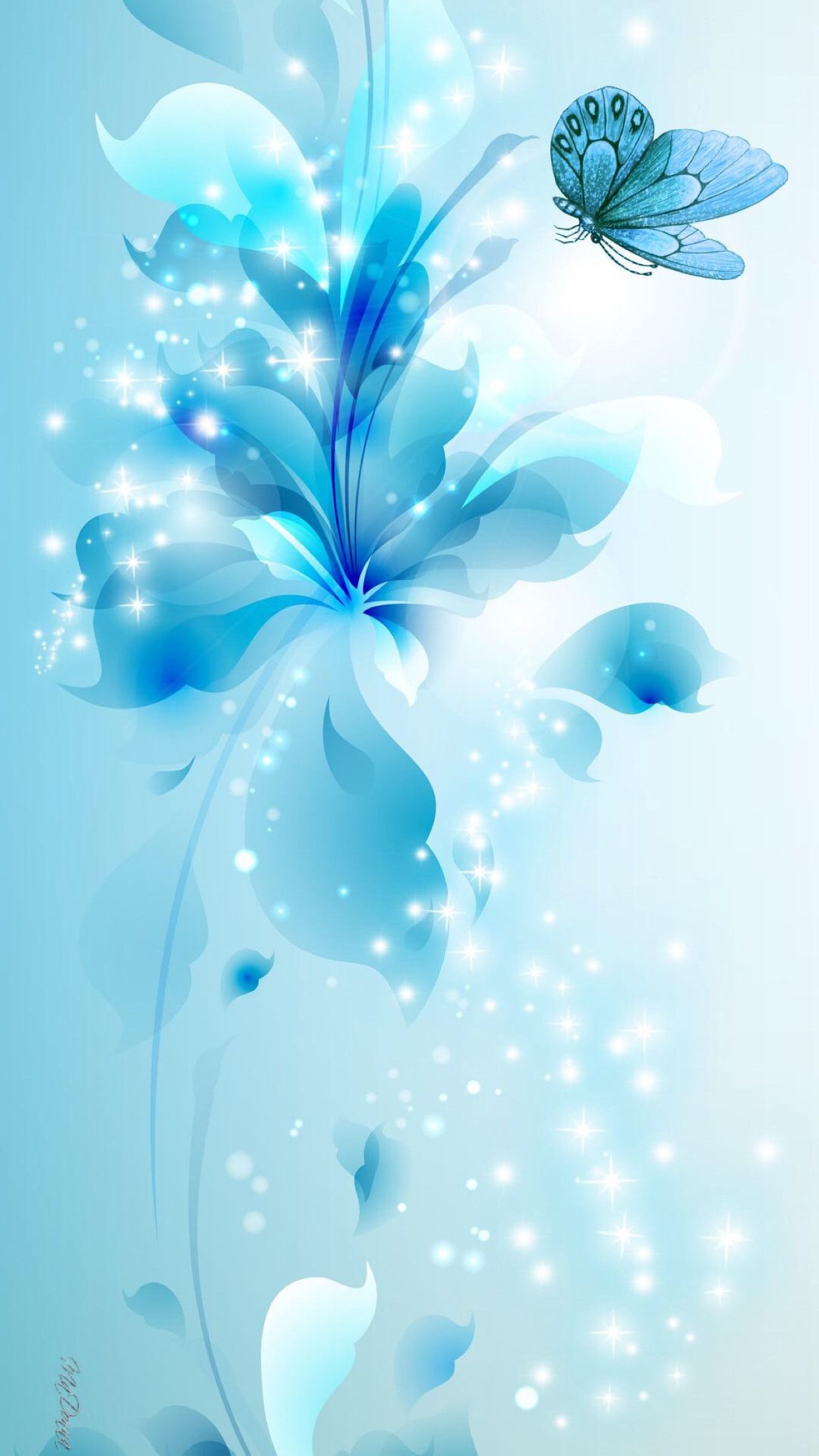 Farfalla blu e fiore luminoso, 1244x2211 Full HD Verticale, iPhone
