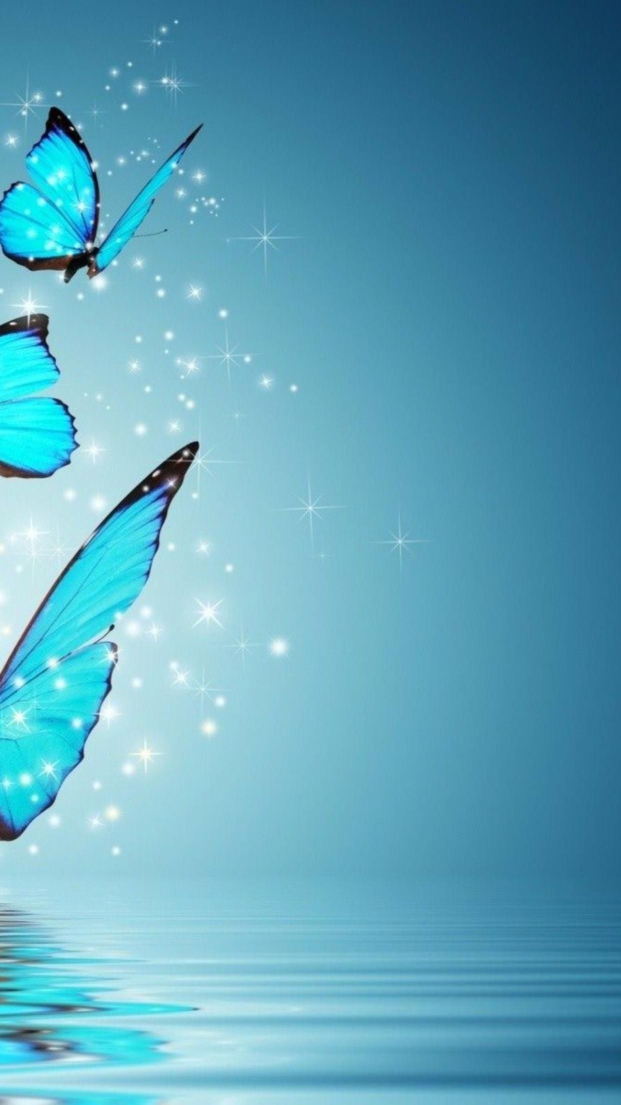 Farfalle blu su acqua, 1242x2208 Full HD Verticale, iPhone