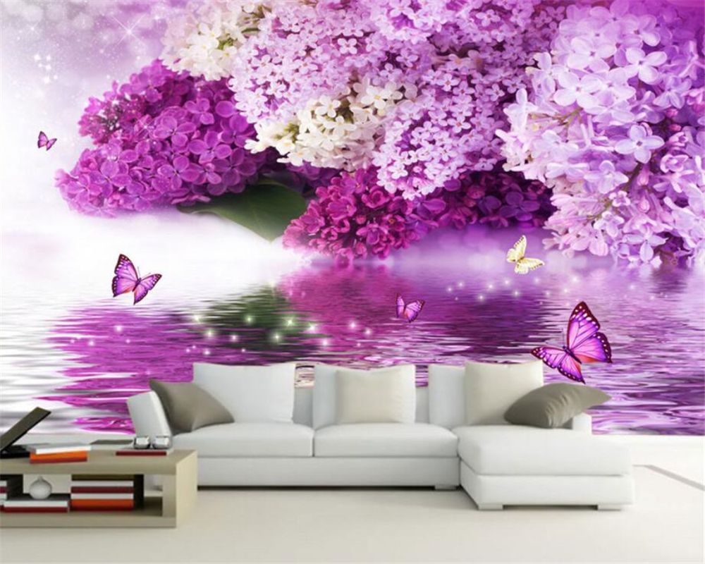 Fiori viola con farfalle e acqua, 1000x800 HD, Desktop