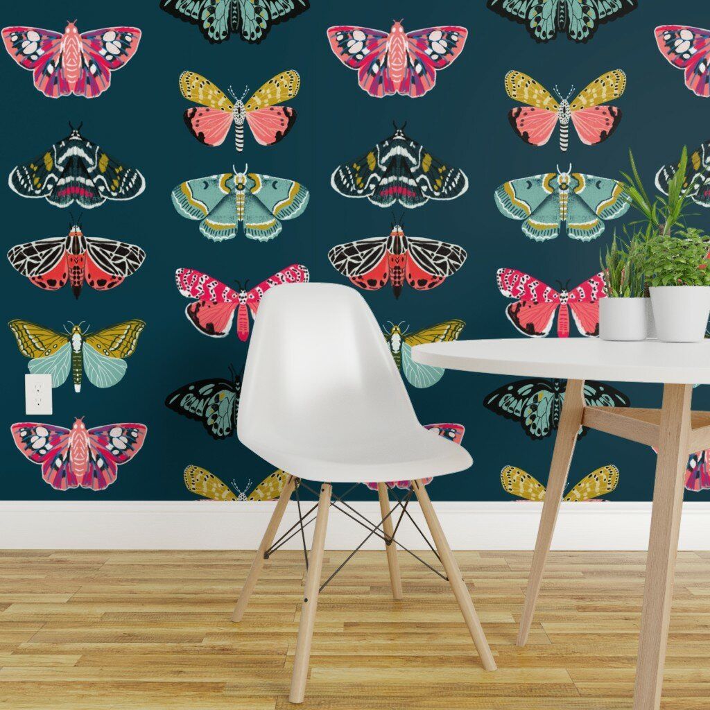Farfalle colorate su blu scuro, 1024x1024 HD, PC Desktop
