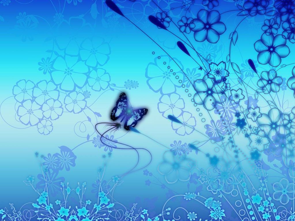 Farfalla blu su fiori astratti, 1024x768 HD, PC