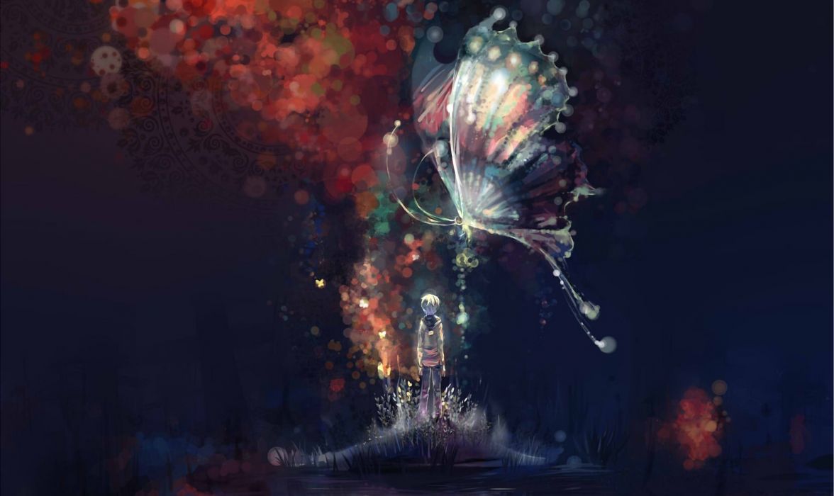 Ragazzo farfalla luminosa notte, 1176x700 HD, iMac