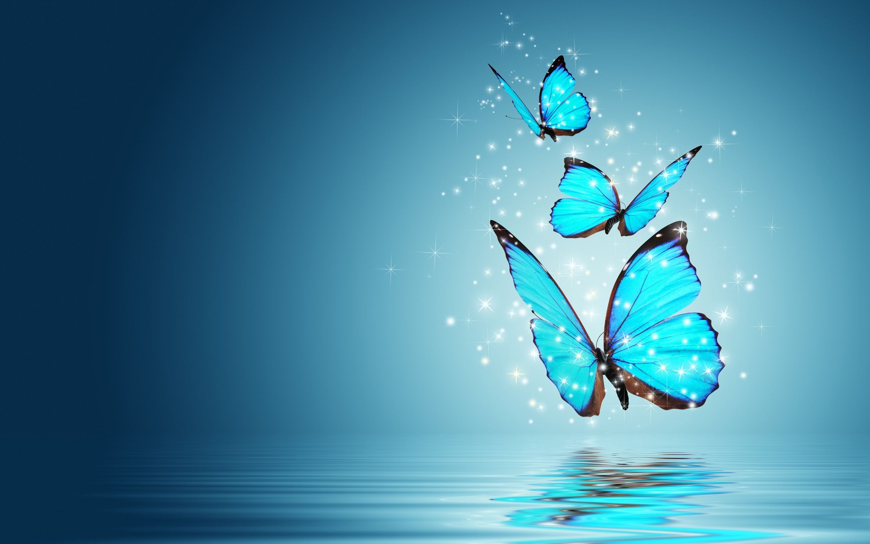 Farfalle blu su acqua, 2880x1800 2K, PC