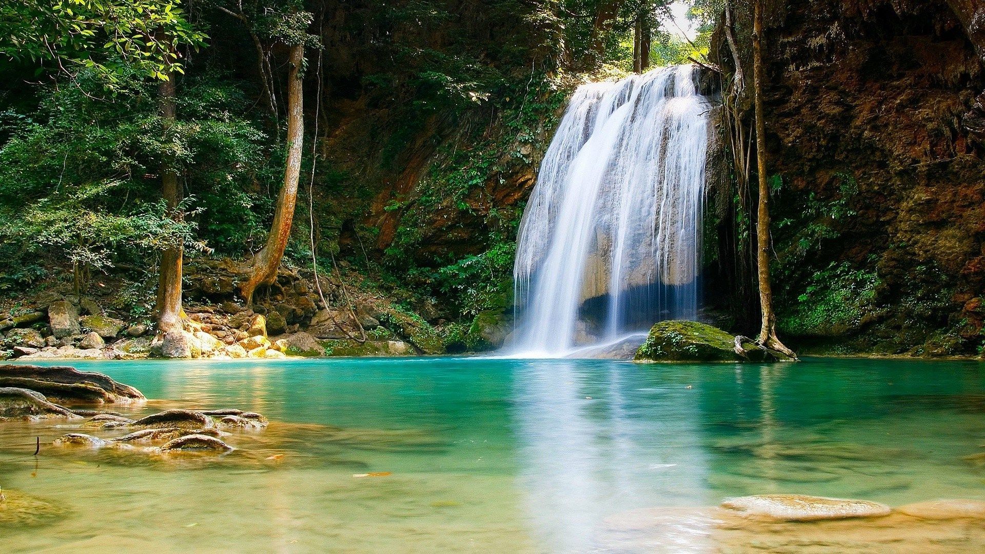 Cascata con laguna turchese, 1920x1080 1080p, Desktop