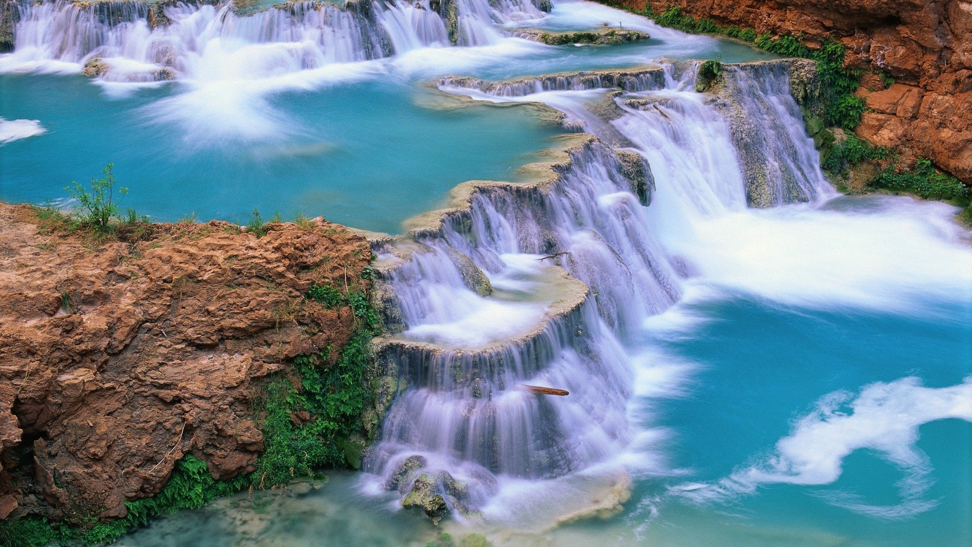 Cascata turchese a gradinate, 1920x1080 Full HD 1080p, Desktop