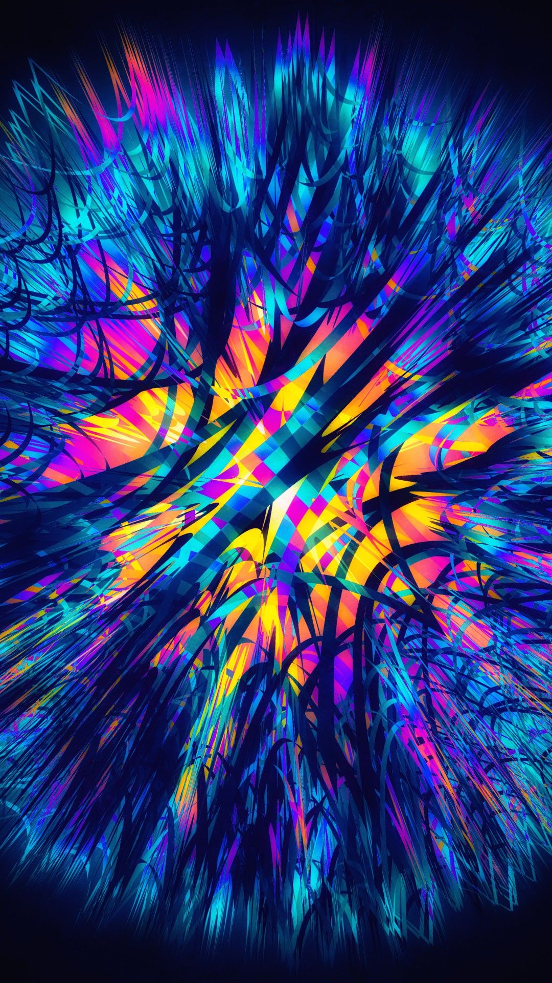 Frattale astratto multicolore viola, 1080x1920 Verticale, Samsung Galaxy