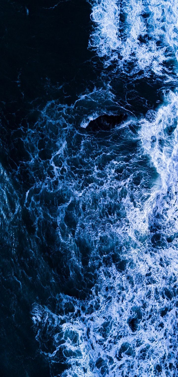 onde oceano schiuma blu, 720x1520 Verticale, Telefono