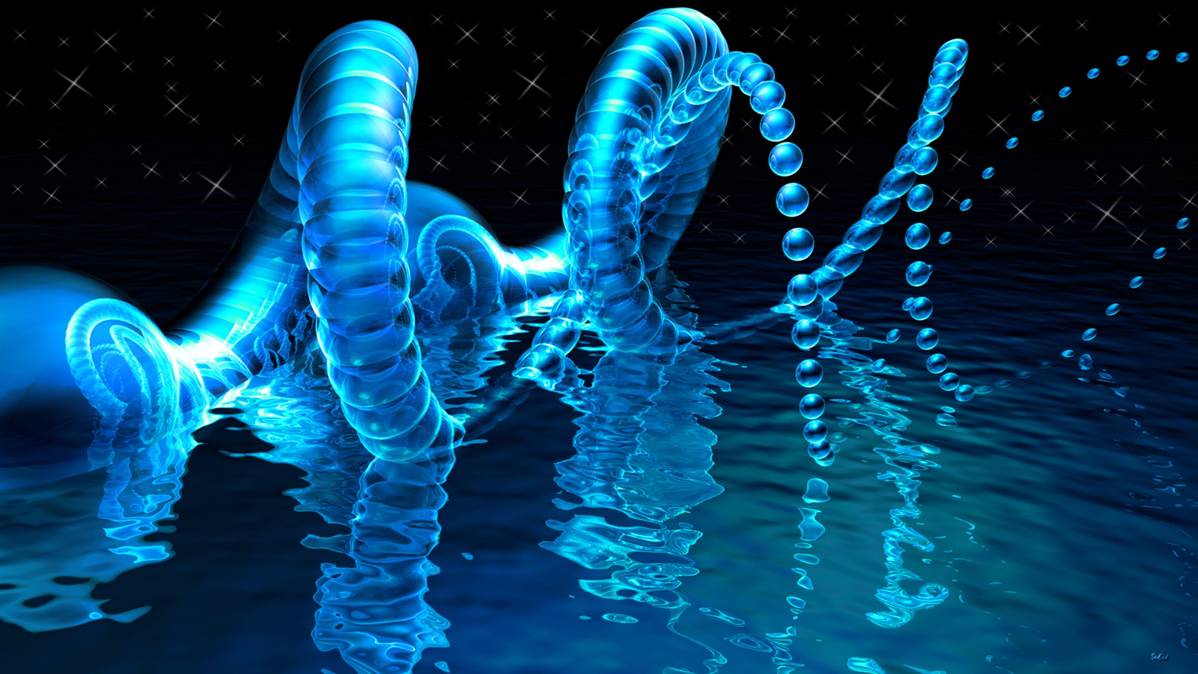 Tentacoli blu luminosi sull'acqua, 3840x2160 UHD, PC 4K