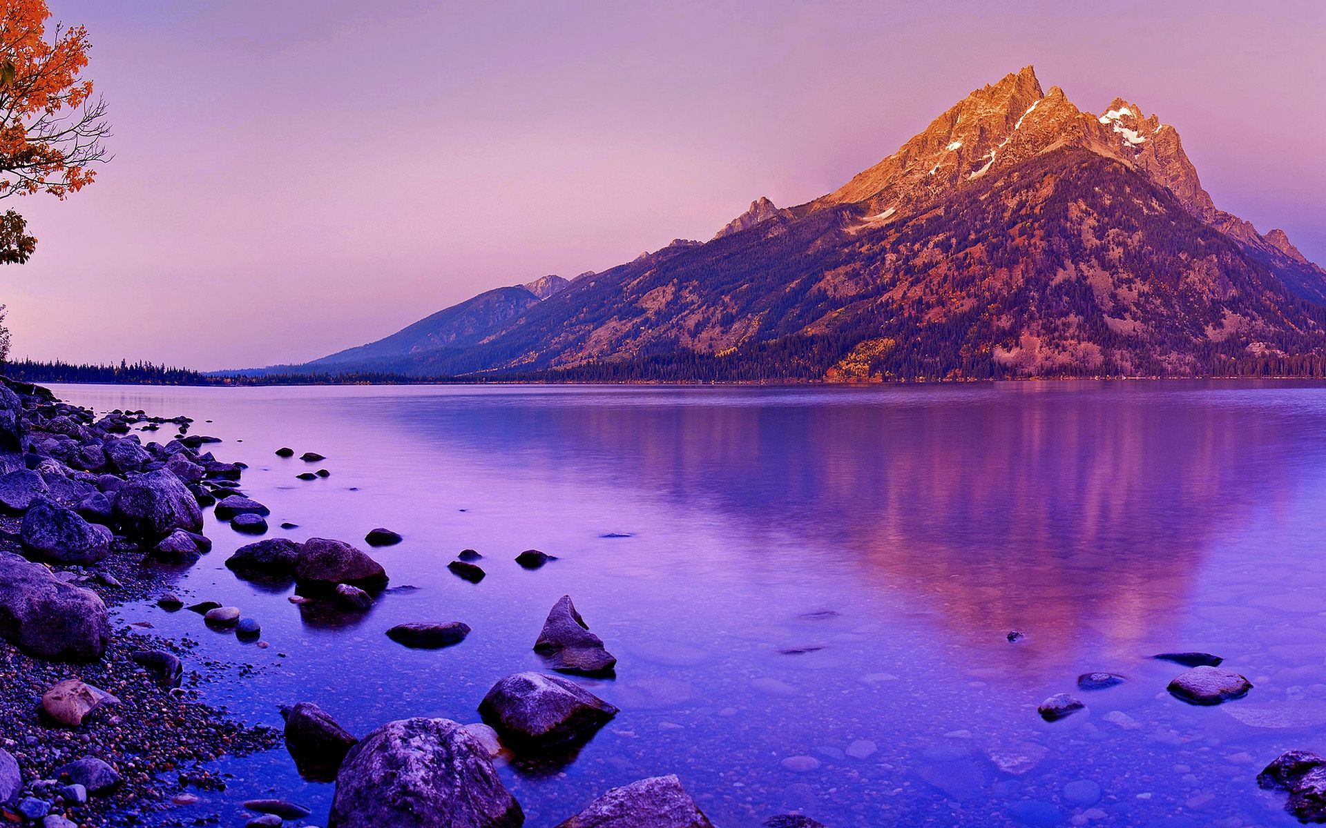 Lago montano al tramonto viola, 1920x1200 Full HD+, PC Desktop
