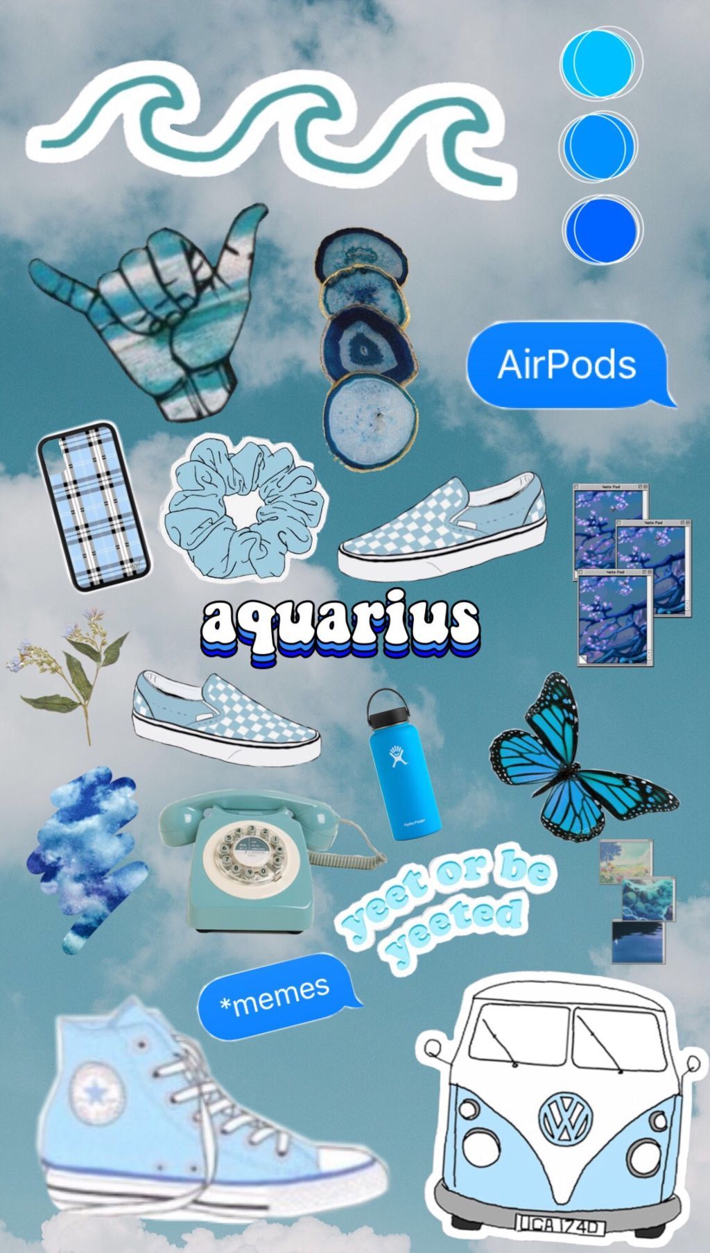 Collage adesivi tema Acquario blu, 1024x1806 Full HD Verticale, iPhone