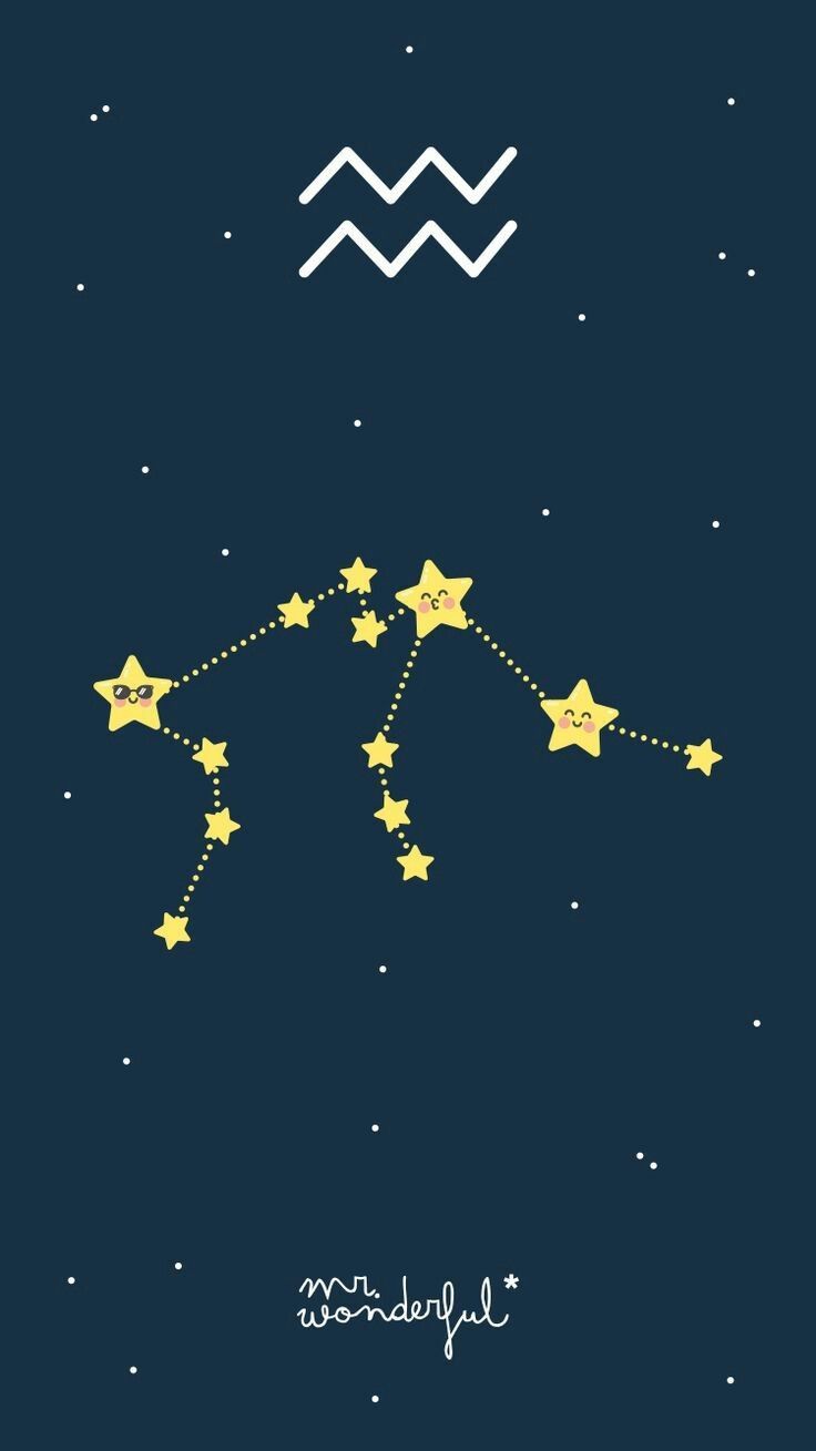 Costellazione Acquario stelle dorate, 736x1309 Full HD Verticale, Smartphone
