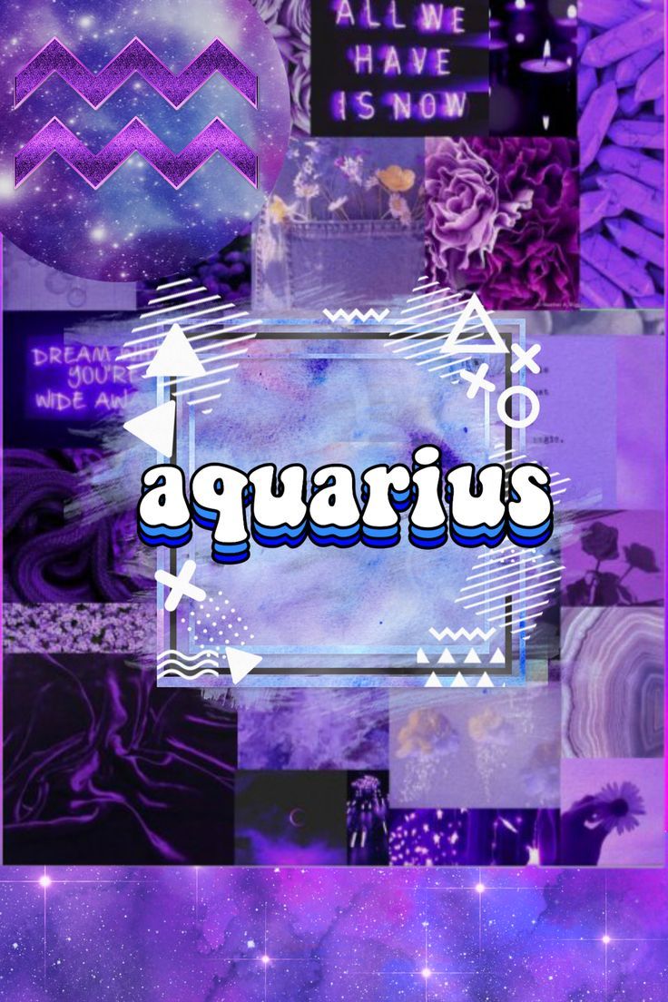Collage estetico segno Acquario viola, 736x1104 Verticale, Telefono