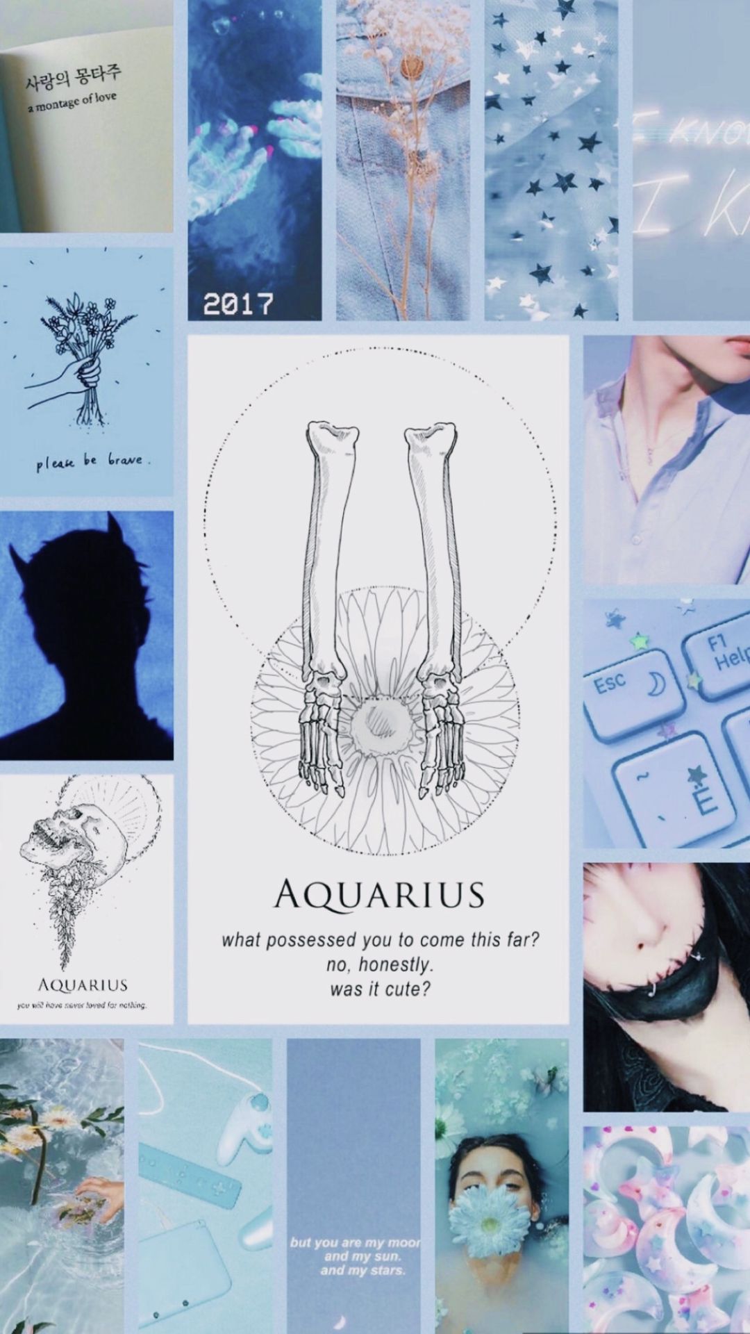 Collage Acquario aesthetic azzurro, 1080x1920 Verticale, Telefono