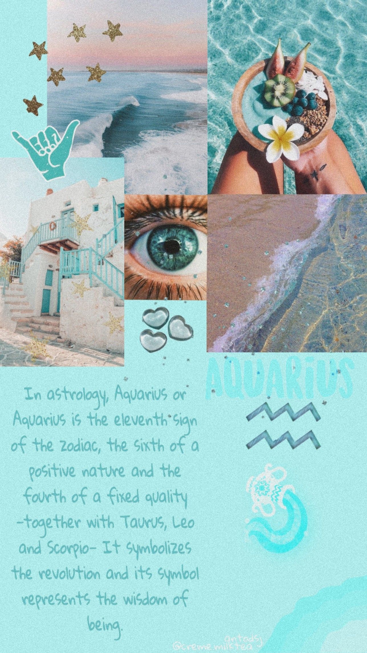 Collage Acquario zodiaco turchese, 1288x2289 Full HD Verticale, iPhone