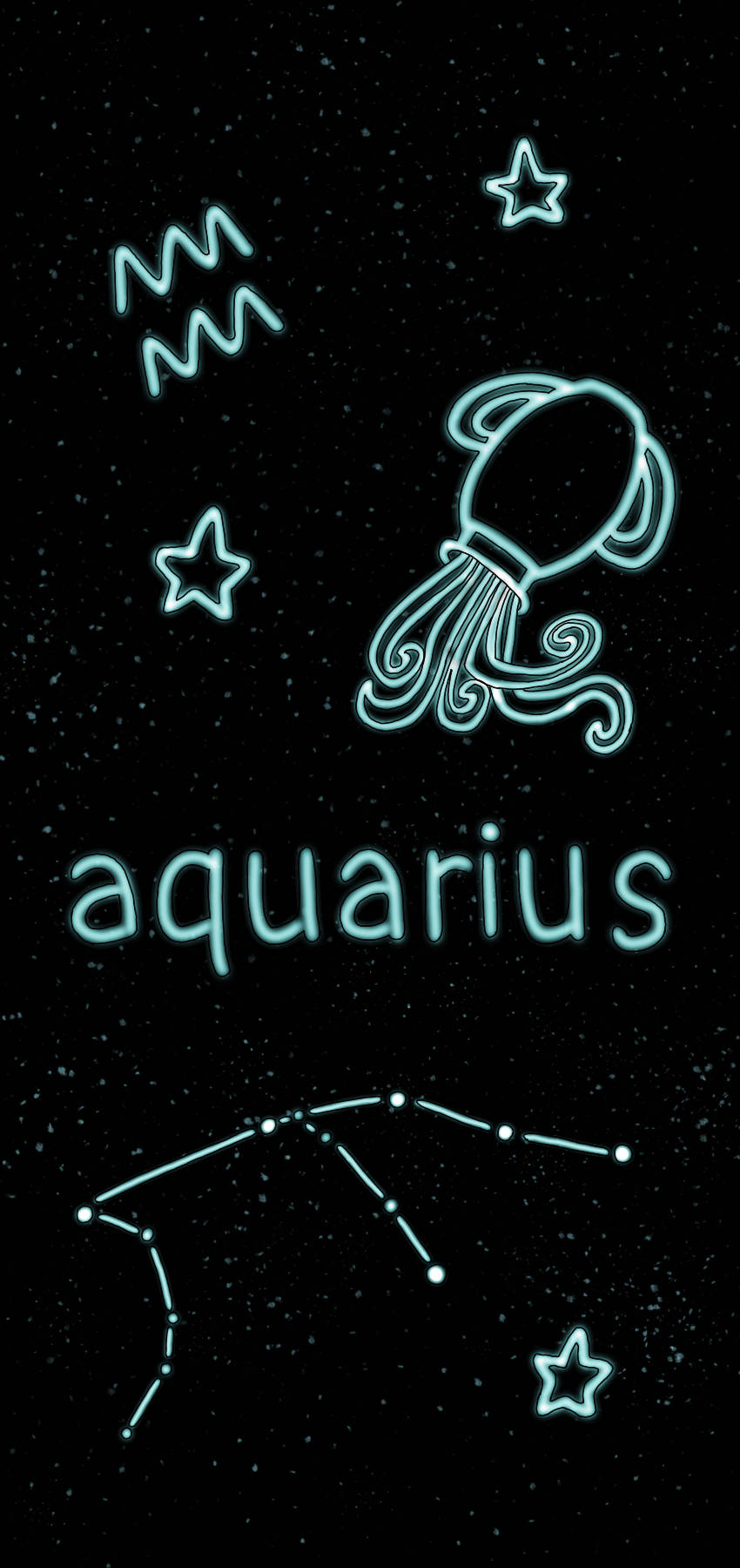 Simbolo zodiacale Acquario neon, 850x1800 Verticale, Mobile