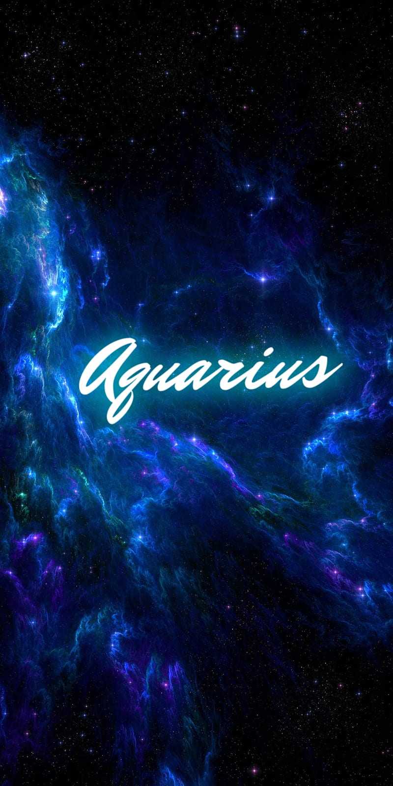 Scritta Aquarius nebulosa blu, 800x1600 Verticale, Mobile