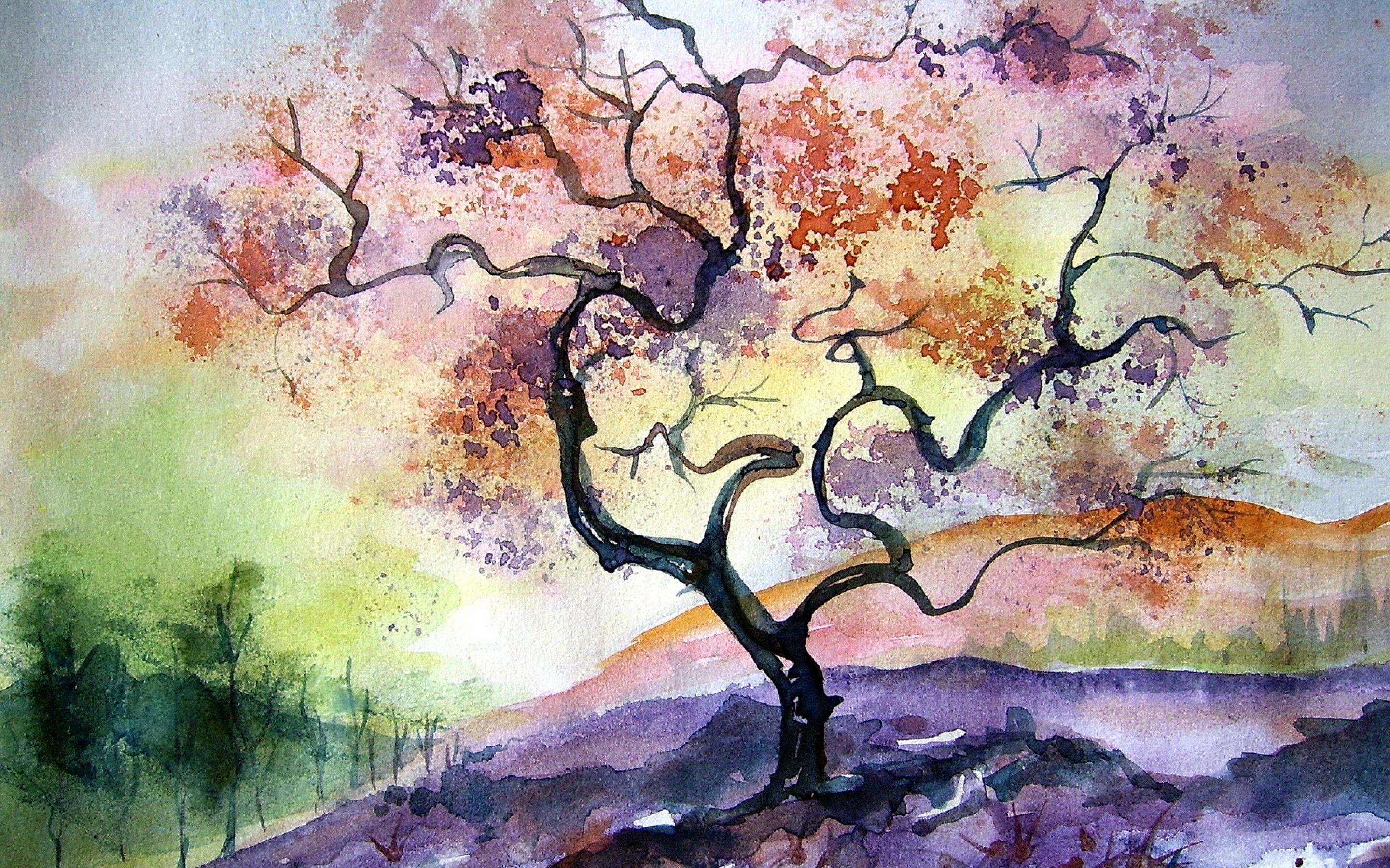 Albero autunnale ad acquerello, 2880x1800 WQXGA, PC
