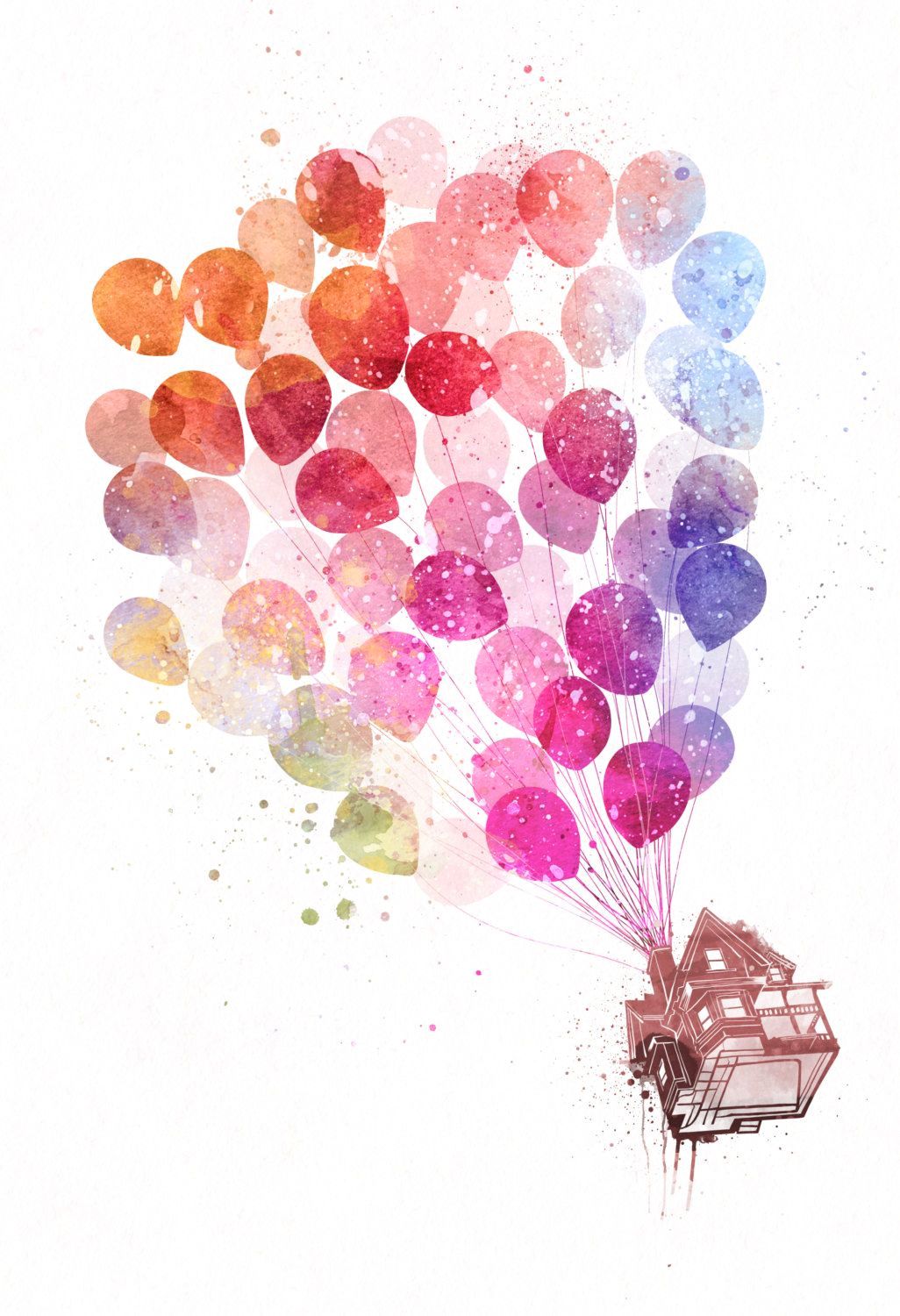 Casa volante con palloncini colorati, 1026x1500 Verticale, Mobile