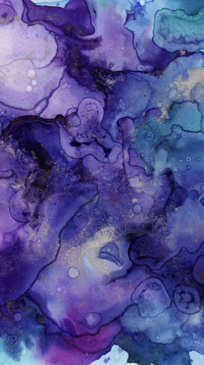 Acquerello astratto viola blu, 716x1280 Verticale, Telefono