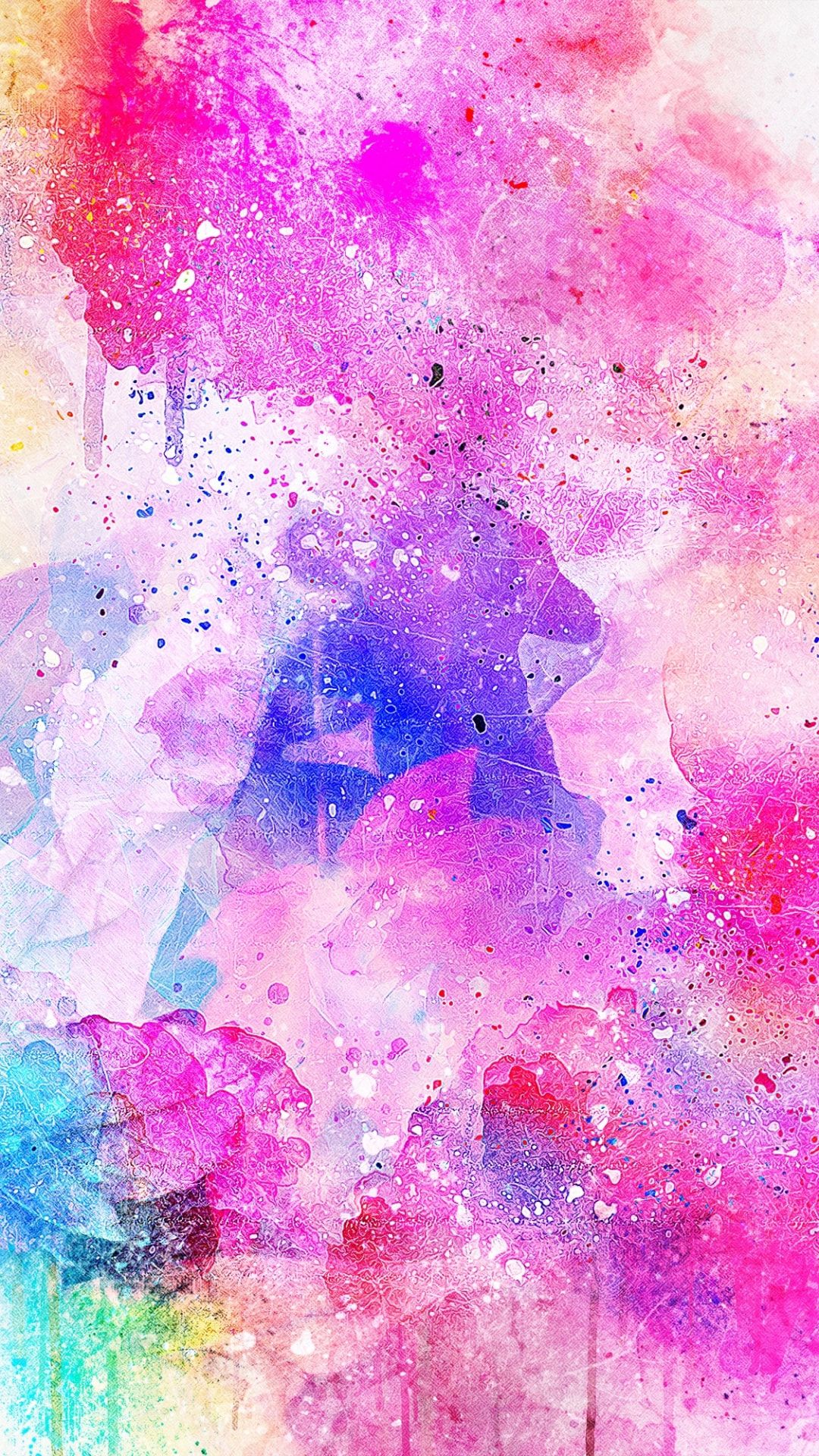 Macchie acquerello rosa viola, 1080x1920 Full HD Verticale, Smartphone