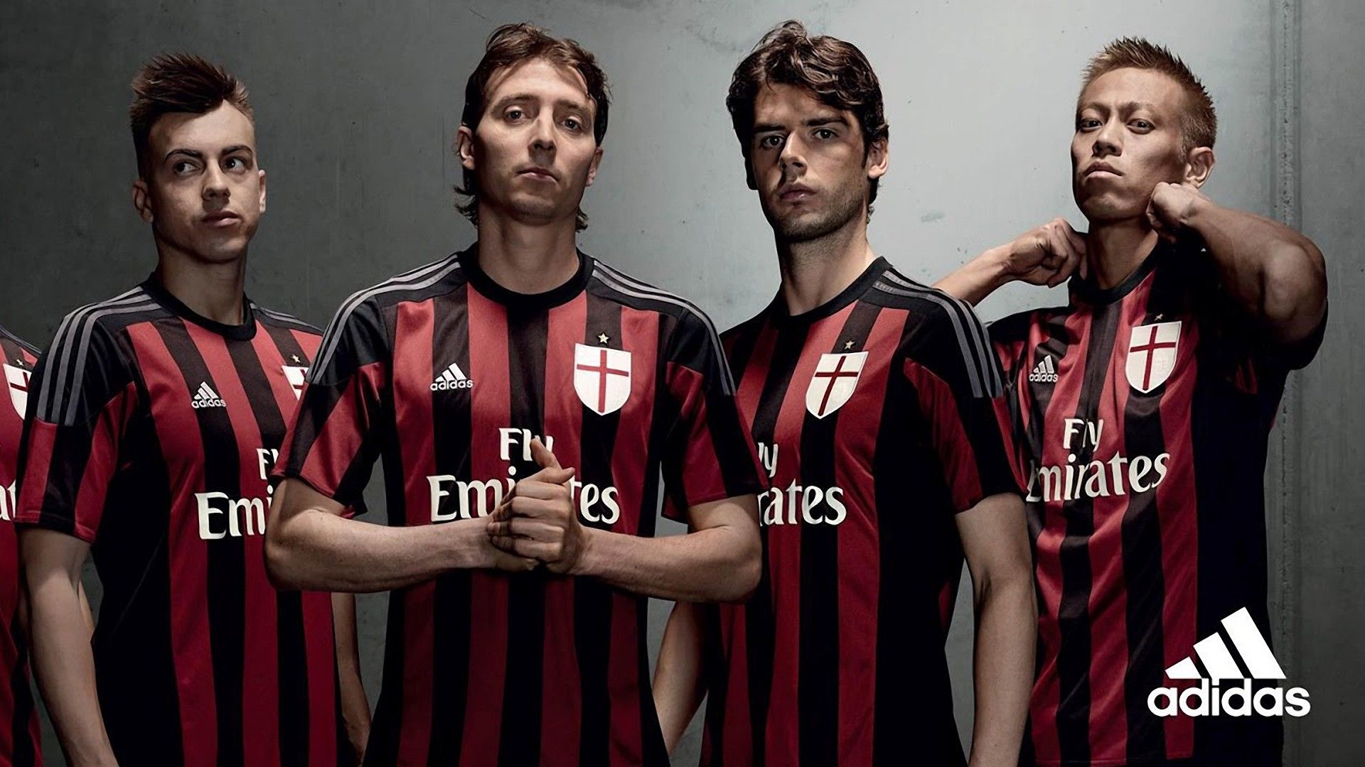 Giocatori AC Milan maglia Adidas, tre strisce, 1920x1080 Full HD 1080p, Laptop