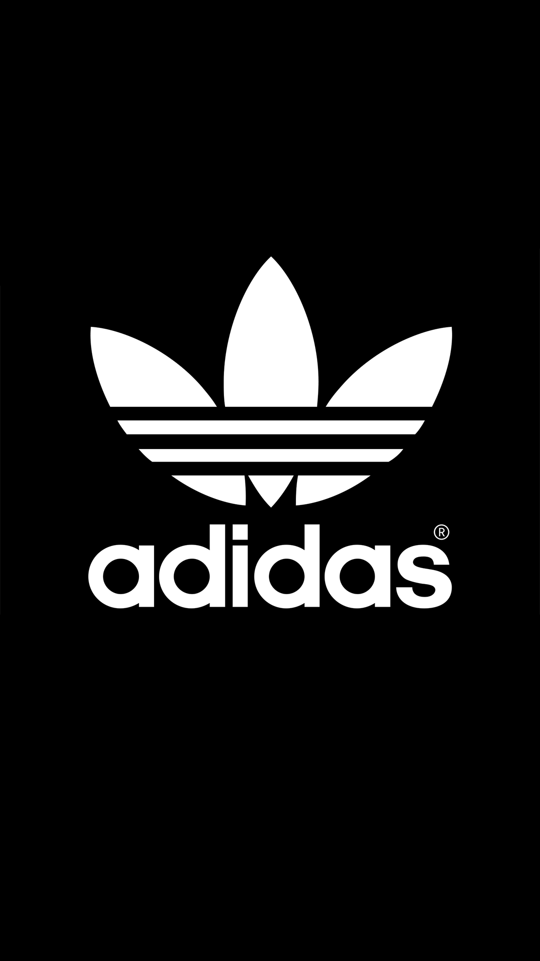 Logo Adidas bianco su nero, abbigliamento sportivo, 1080x1920 Verticale, iPhone Air
