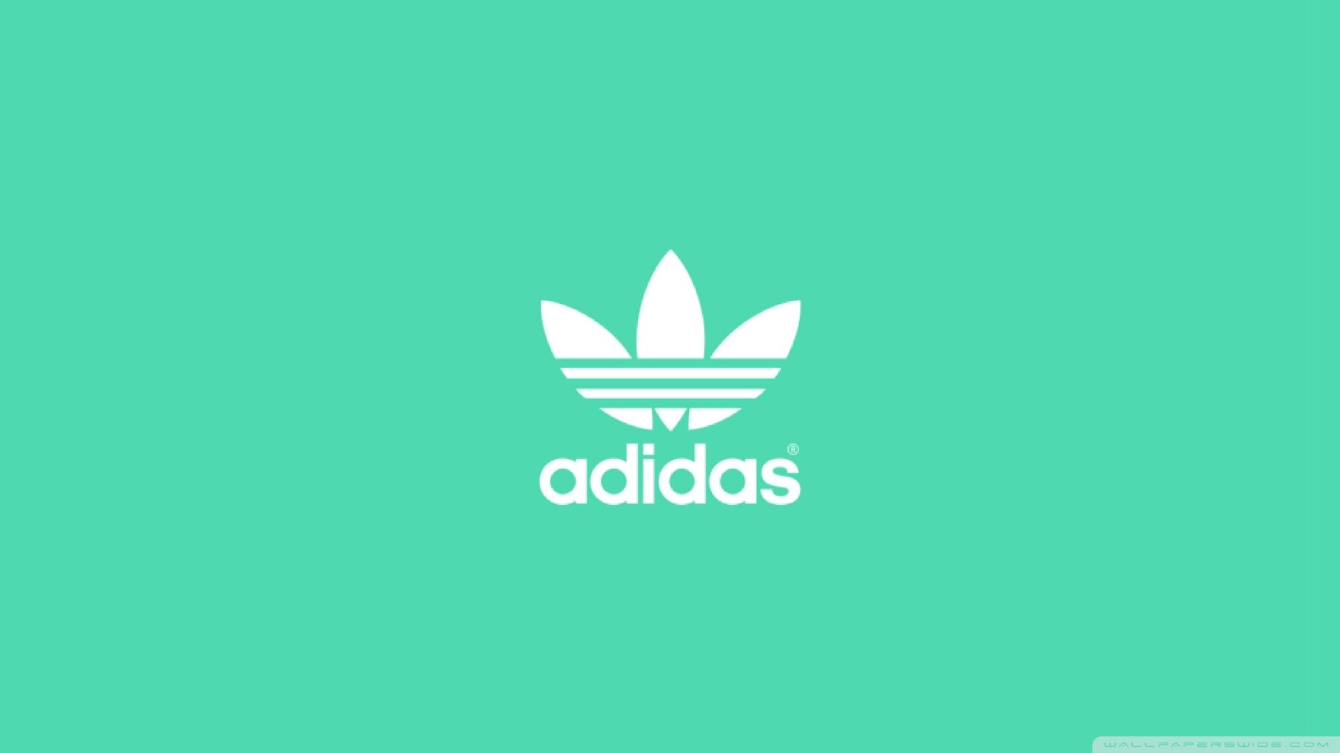 Logo Adidas su verde acqua, abbigliamento sportivo, 1920x1080 Full HD 1080p, Notebook Gaming