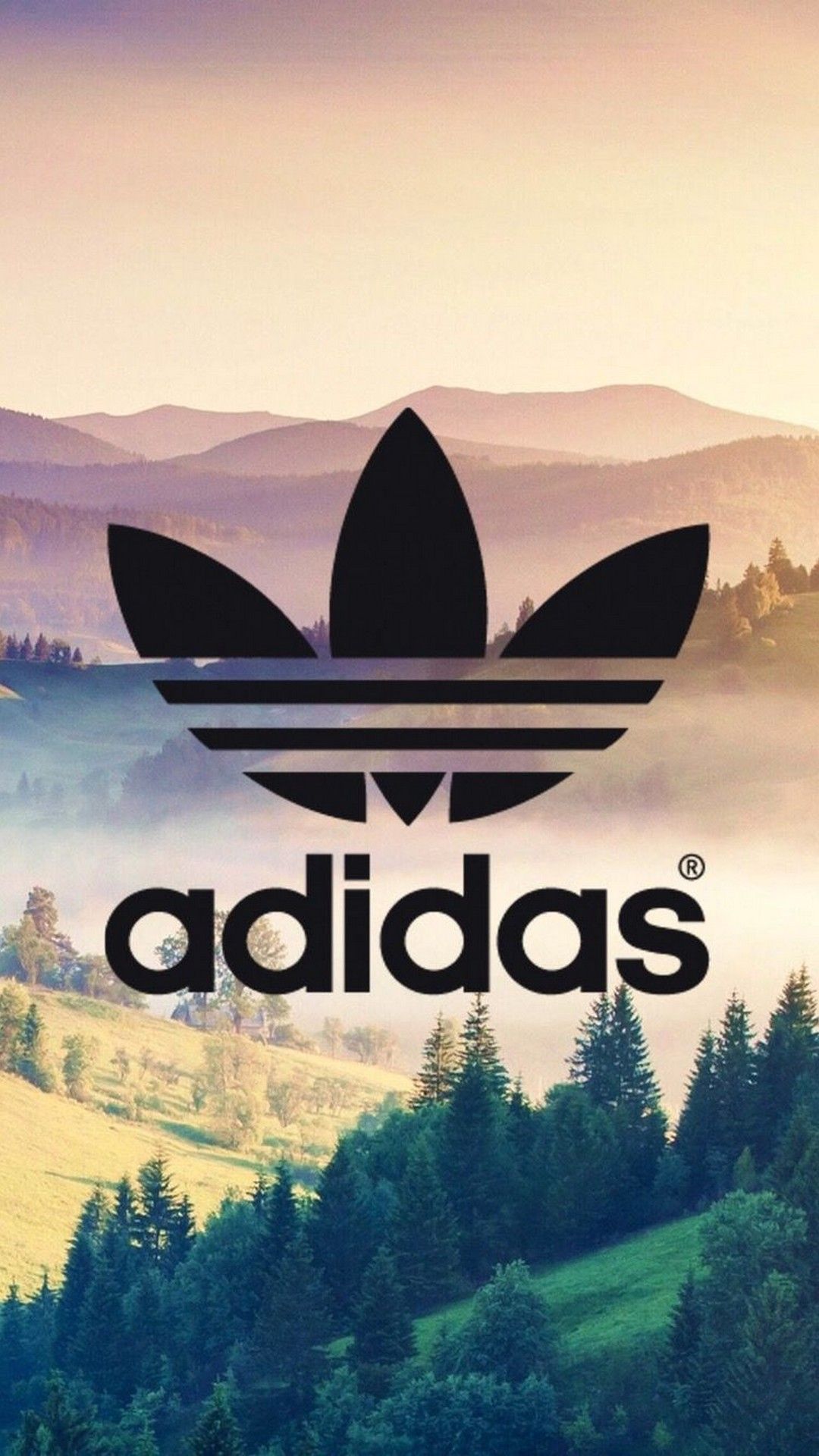 Logo Adidas su paesaggio montano, 1080x1920 Full HD Verticale, Samsung Galaxy