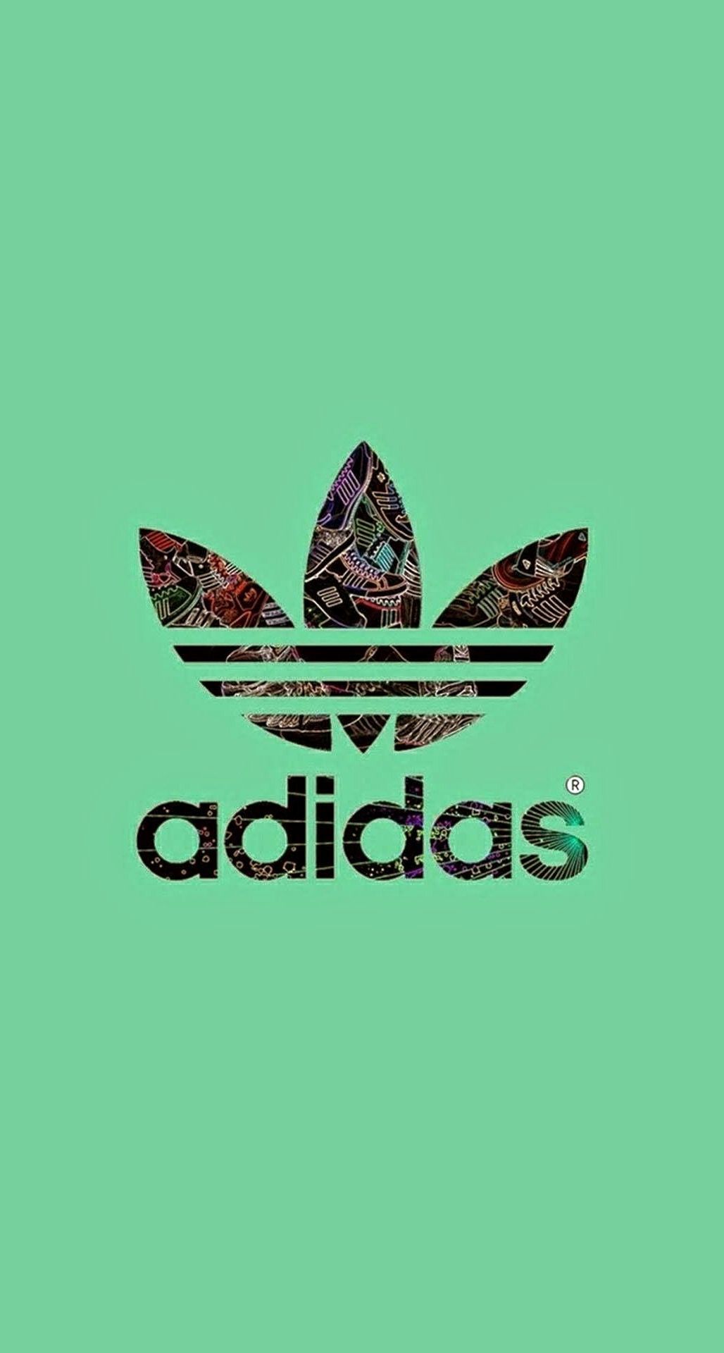 Logo Adidas sfondo verde, 1028x1920 Verticale, Mobile