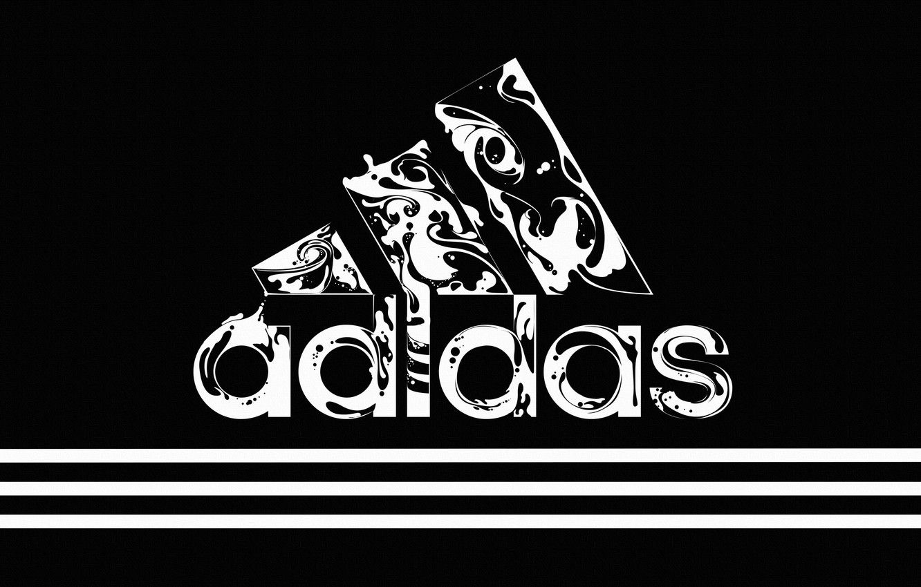 Logo Adidas nero bianco, 1332x850 720p, PC