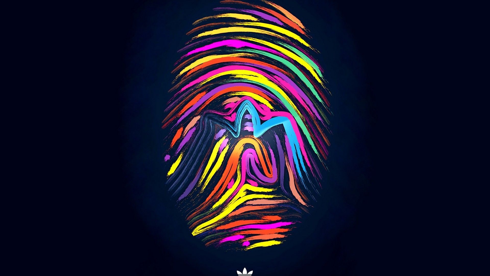 Impronta digitale colorata logo Adidas, 1920x1080 Full HD 1080p, PC Desktop