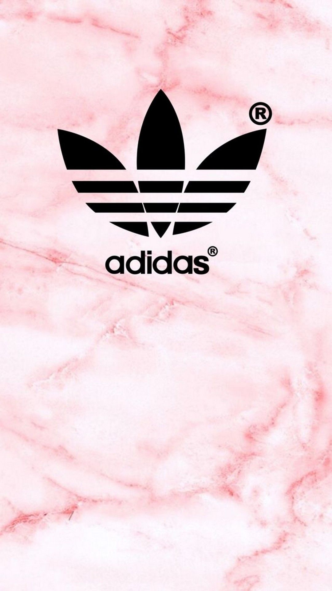 Logo Adidas su marmo rosa, tre strisce, 1080x1920 Full HD Verticale, iPhone