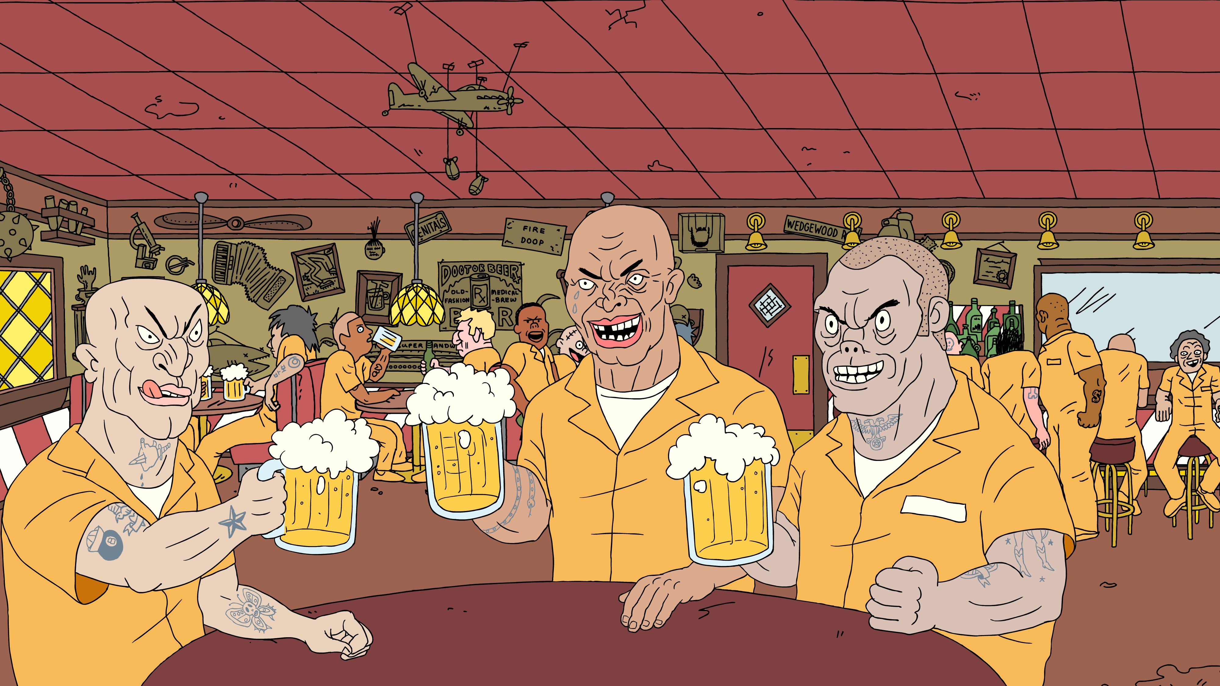 Pattern volti cartoon Adult Swim, 1024x768 HD, iMac