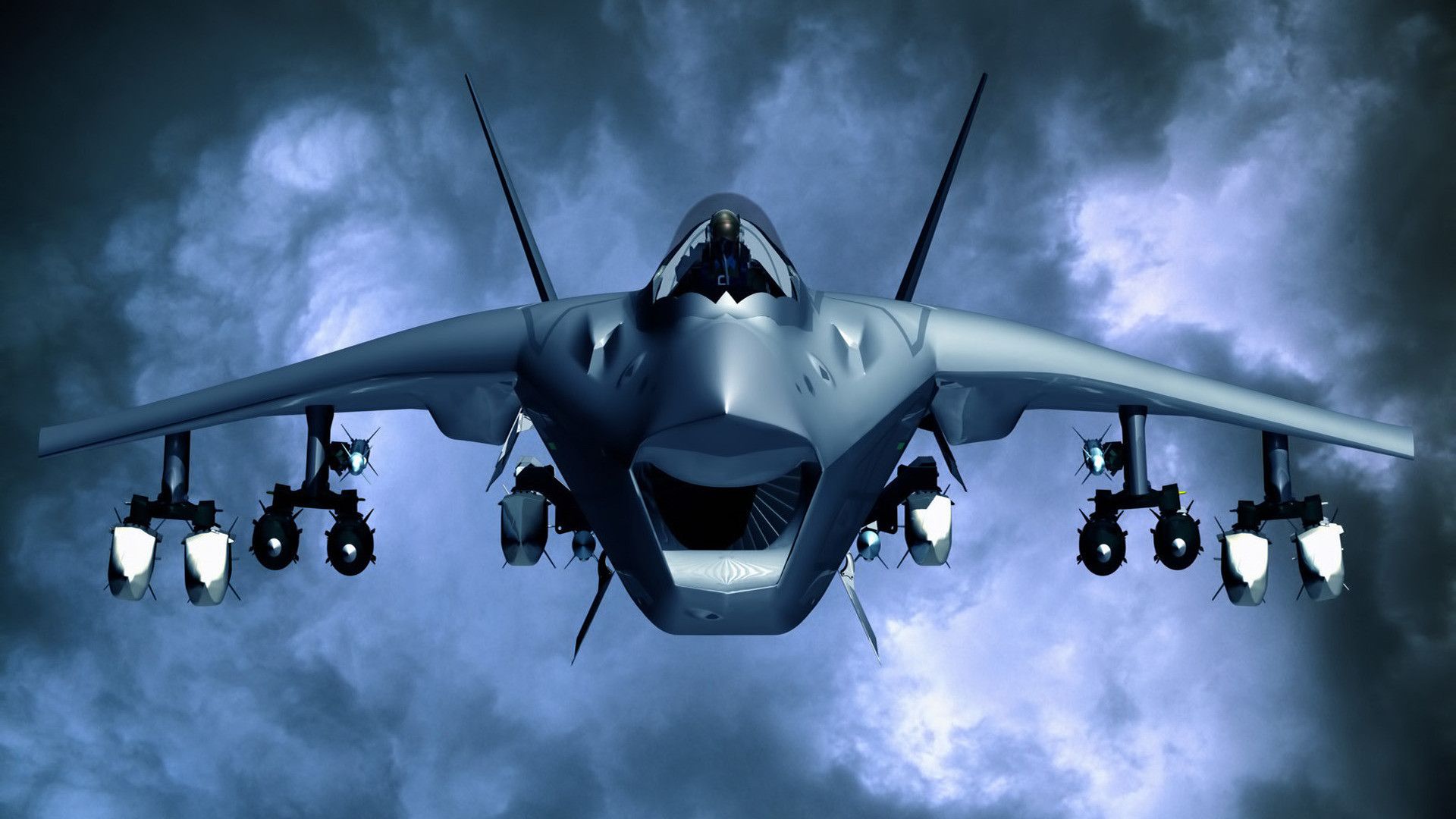Aereo da caccia stealth nuvoloso, 1920x1080 Full HD 1080p, PC