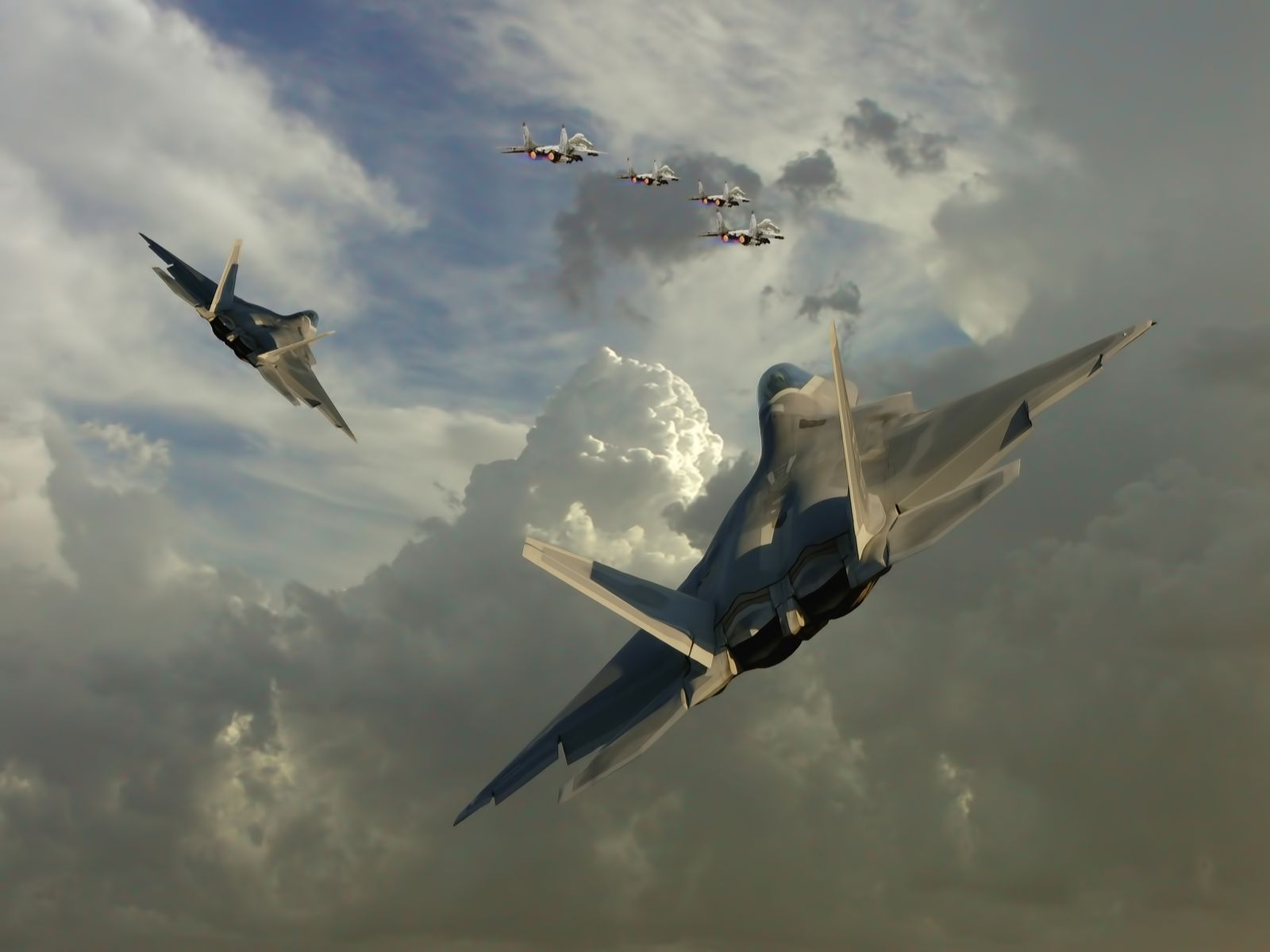 Caccia militari tra le nuvole, 1600x1200 HD Ready, Desktop