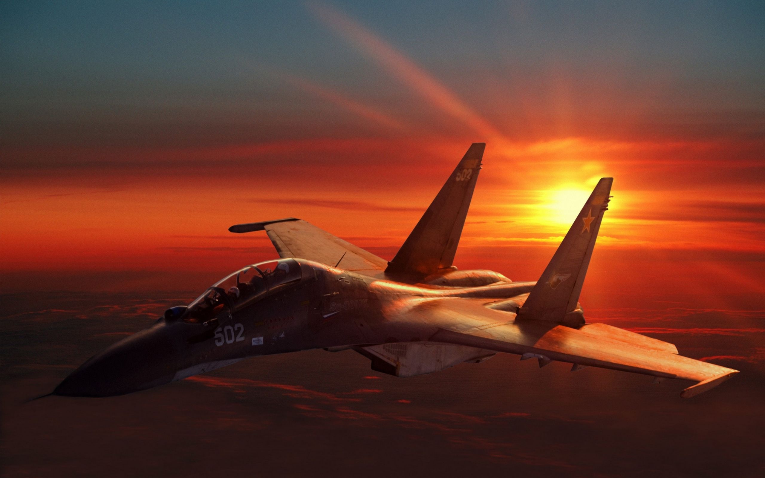 Sukhoi Su-30 al tramonto, 2560x1600 2K+, MacBook Pro